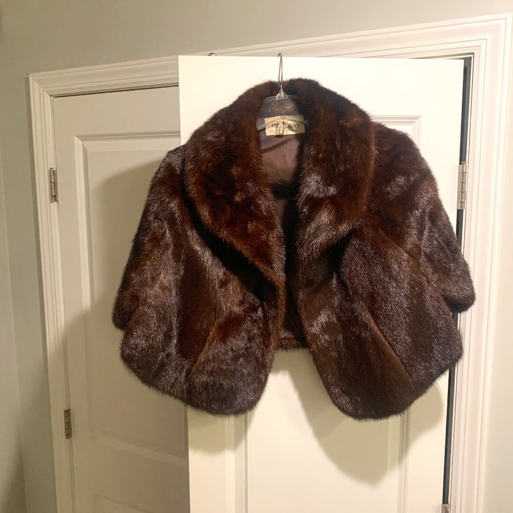 Shoulder Wrap Fox Coat - Brown
